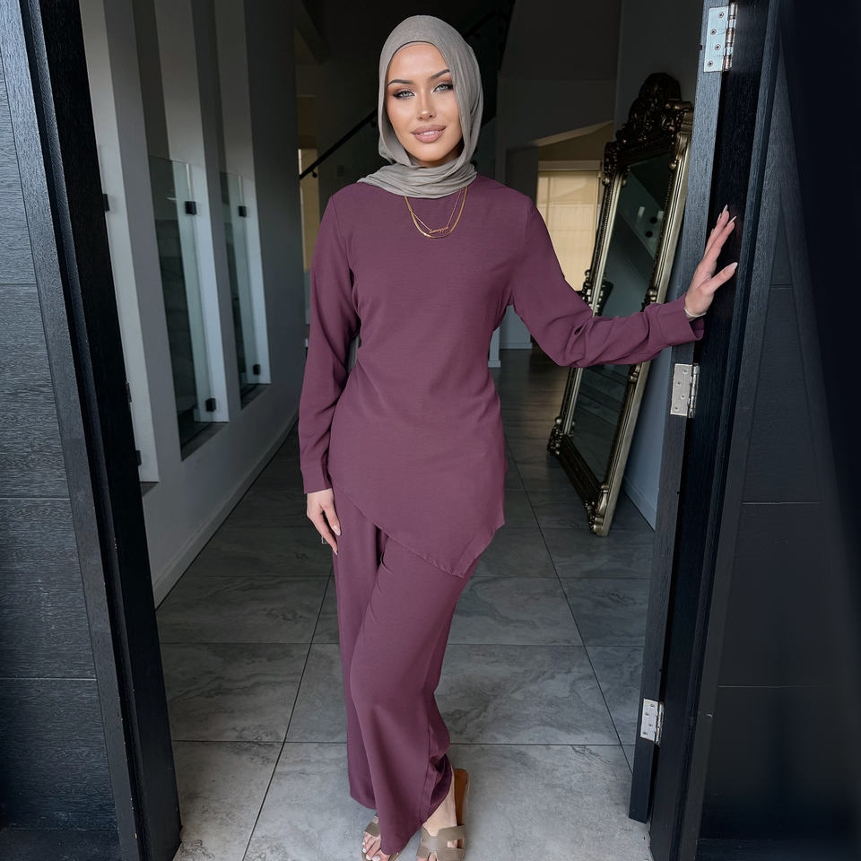 Wholesale Abaya 2026 Summer Co-ord Set Islamic Clothing Top and Pants 2 Piece Abaya Set Daily Wear Women's Clothing Casual Abaya - Image 7