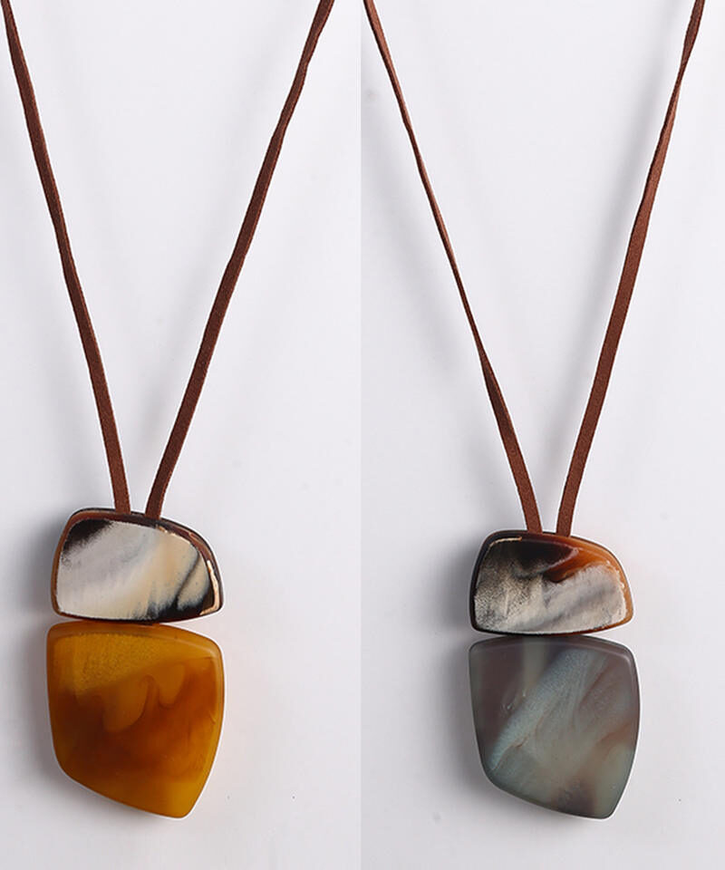 Resin Dyed Geometric Necklace Exaggerated Sweater Chain