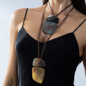 Resin Dyed Geometric Necklace Exaggerated Sweater Chain