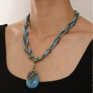 Ethnic Resin Stone Pendant Necklace