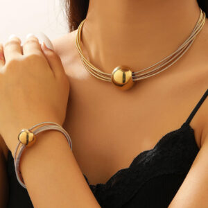 Retro Punk Metal Multi-Layer Magnetic Chain Necklace